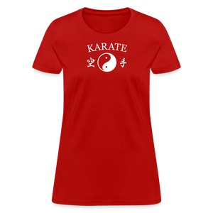 Karate Yin and Yang Kanji Women's T-Shirt - red