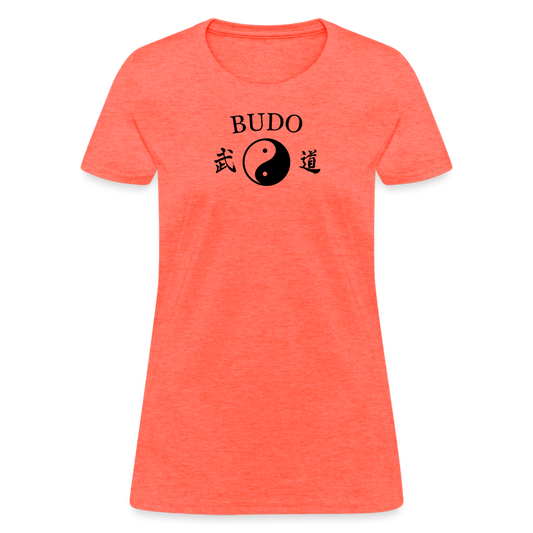 Budo Yin and Yang Kanji Women's T-Shirt - heather coral