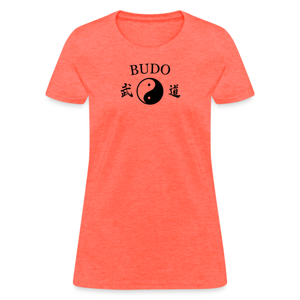 Budo Yin and Yang Kanji Women's T-Shirt - heather coral