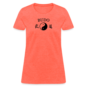 Budo Yin and Yang Kanji Women's T-Shirt - heather coral