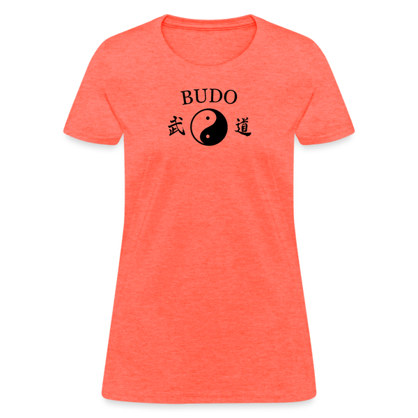 Budo Yin and Yang Kanji Women's T-Shirt - heather coral