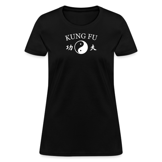 Kung Fu Yin and Yang Kanji Women's T-Shirt - black