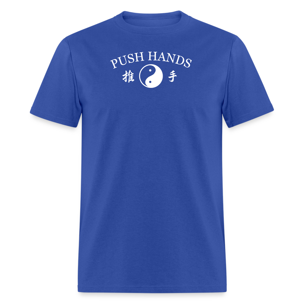 Push Hands Yin and Yang Kanji Men's T-Shirt - royal blue