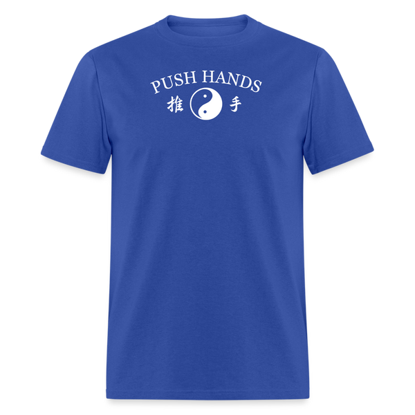 Push Hands Yin and Yang Kanji Men's T-Shirt - royal blue