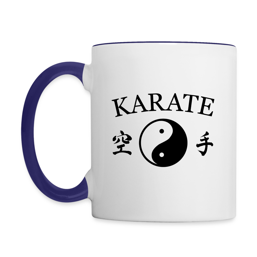 Karate Kanji/Yin and Yang Coffee Mug - white/cobalt blue