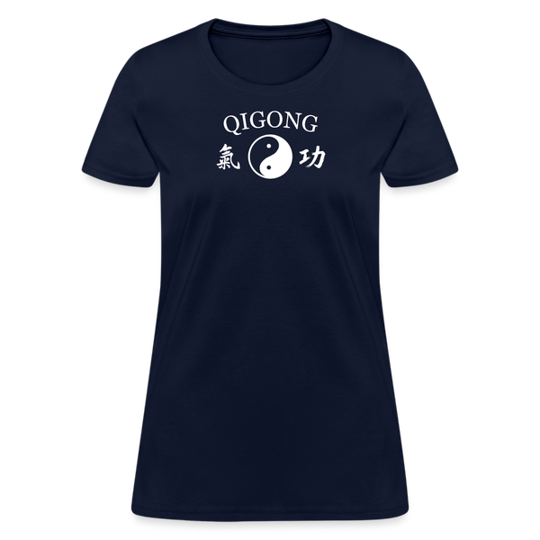 Qigong Yin and Yang with Kanji Women's T-Shirt - navy