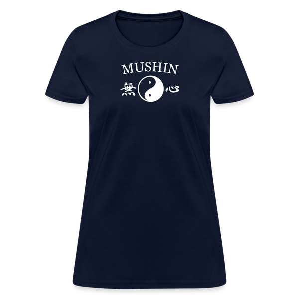 Mushin Kanji with Yin and Yang Women's T-Shirt - navy