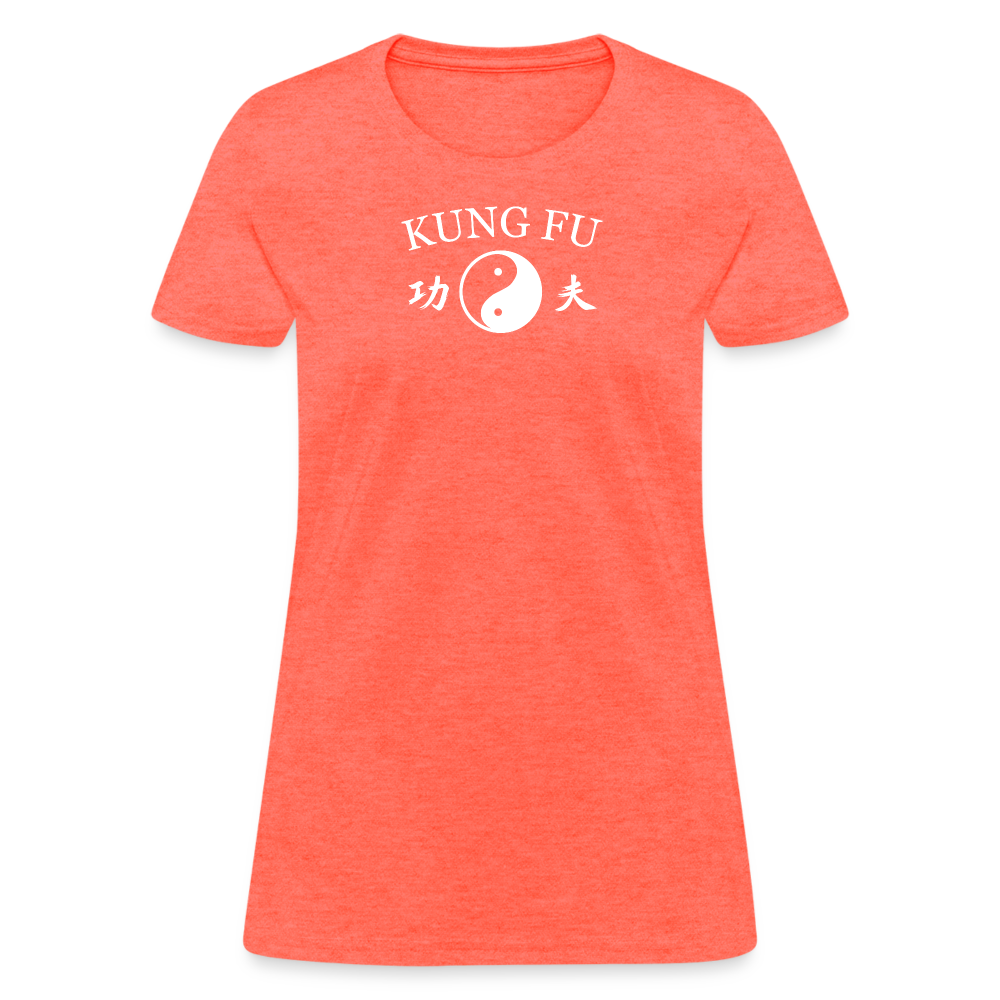 Kung Fu Yin and Yang Kanji Women's T-Shirt - heather coral