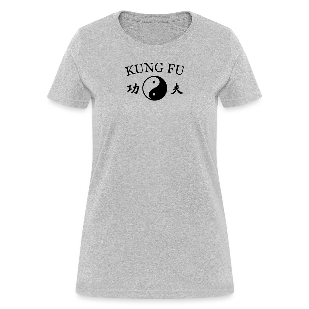 Kung Fu Yin and Yang Kanji Women's T-Shirt - heather gray