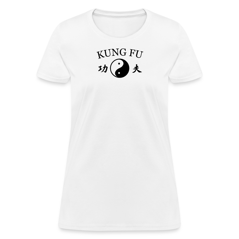 Kung Fu Yin and Yang Kanji Women's T-Shirt - white