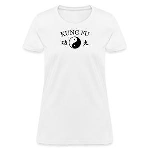 Kung Fu Yin and Yang Kanji Women's T-Shirt - white