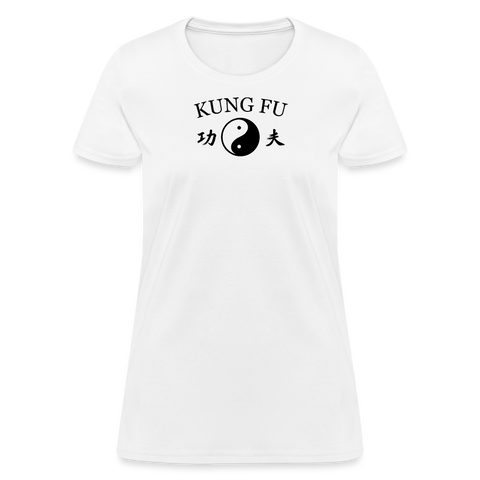 Kung Fu Yin and Yang Kanji Women's T-Shirt - white