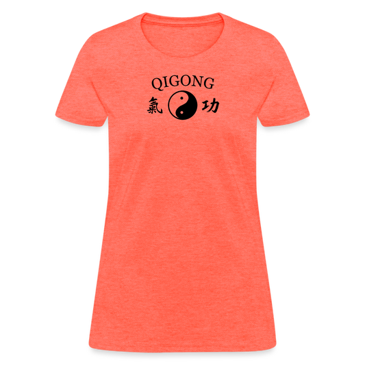 Qigong Yin and Yang with Kanji Women's T-Shirt - heather coral