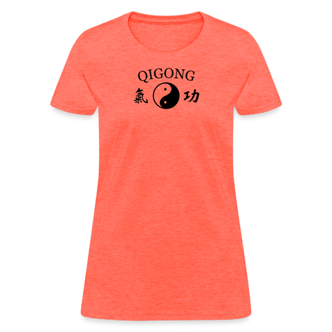 Qigong Yin and Yang with Kanji Women's T-Shirt - heather coral