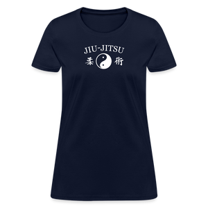 Jiu-Jitsu Yin and Yang Kanji Women's T-Shirt - navy