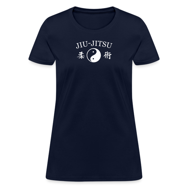 Jiu-Jitsu Yin and Yang Kanji Women's T-Shirt - navy