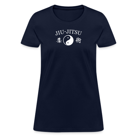 Jiu-Jitsu Yin and Yang Kanji Women's T-Shirt - navy