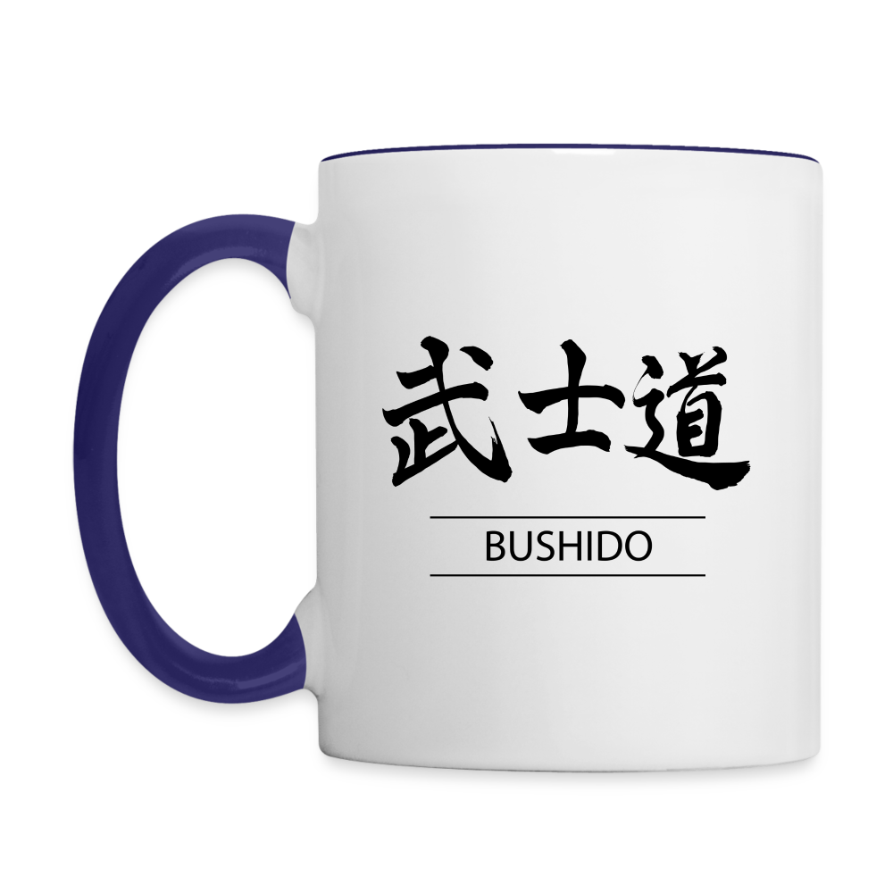 Bushido Kanji Coffee Mug - white/cobalt blue