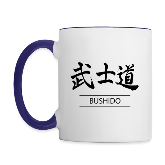 Bushido Kanji Coffee Mug - white/cobalt blue