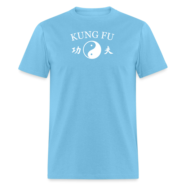 Kung Fu Yin and Yang Kanji Men's T-Shirt - aquatic blue