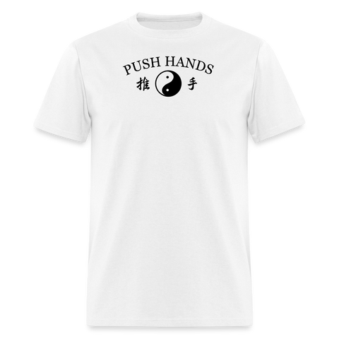 Push Hands Yin and Yang Kanji Men's T-Shirt - white