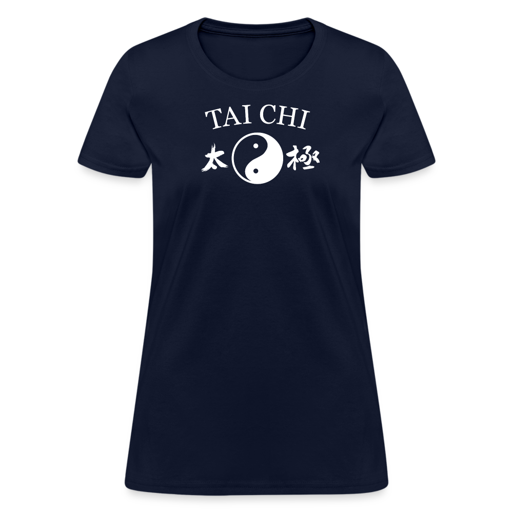 Tai Chi Yin and Yang with Kanji Women's T-Shirt - navy