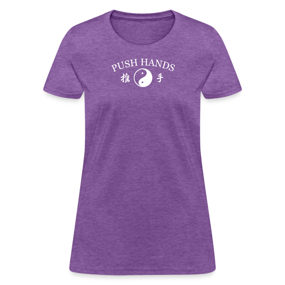 Push Hands Yin and Yang Kanji Women's T-Shirt - purple heather