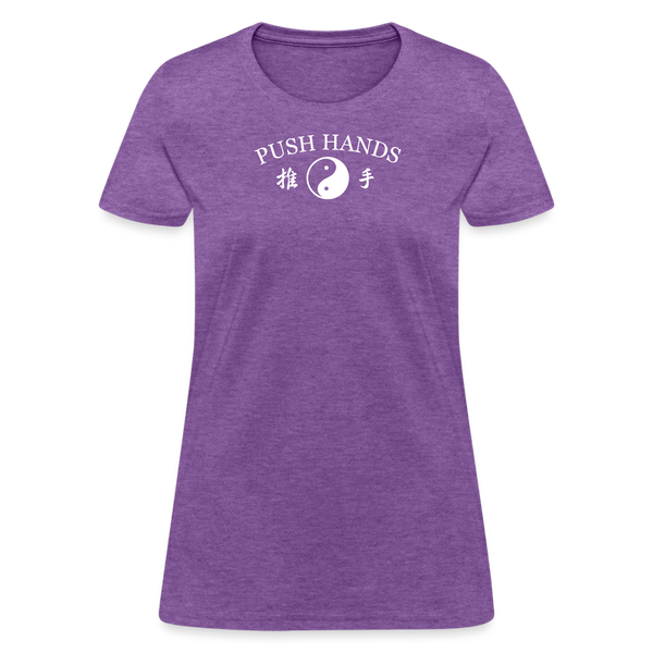 Push Hands Yin and Yang Kanji Women's T-Shirt - purple heather