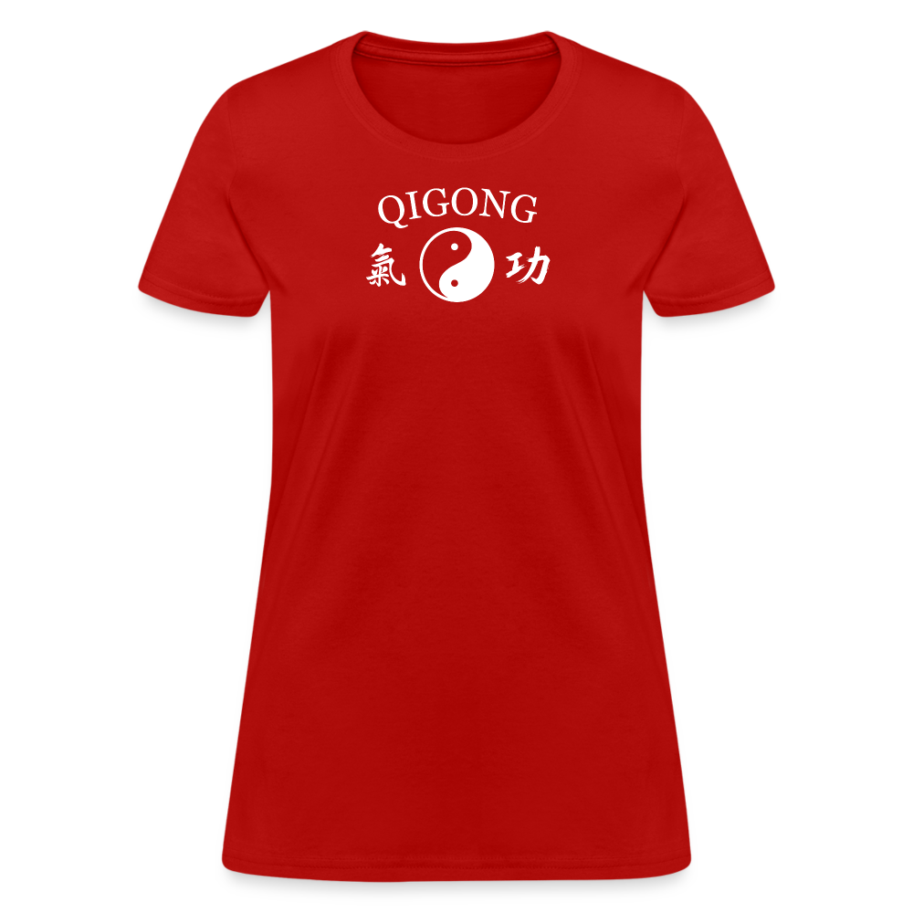 Qigong Yin and Yang with Kanji Women's T-Shirt - red