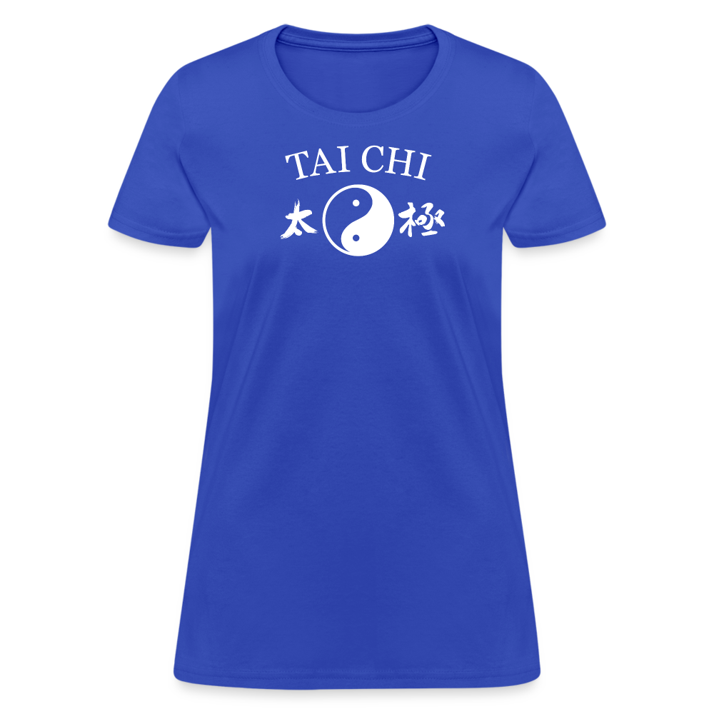 Tai Chi Yin and Yang with Kanji Women's T-Shirt - royal blue