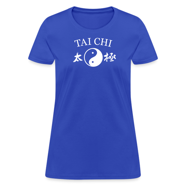 Tai Chi Yin and Yang with Kanji Women's T-Shirt - royal blue