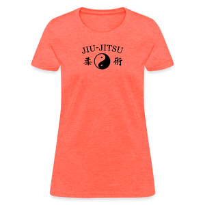 Jiu-Jitsu Yin and Yang Kanji Women's T-Shirt - heather coral