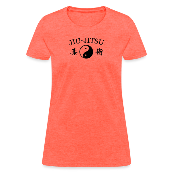 Jiu-Jitsu Yin and Yang Kanji Women's T-Shirt - heather coral