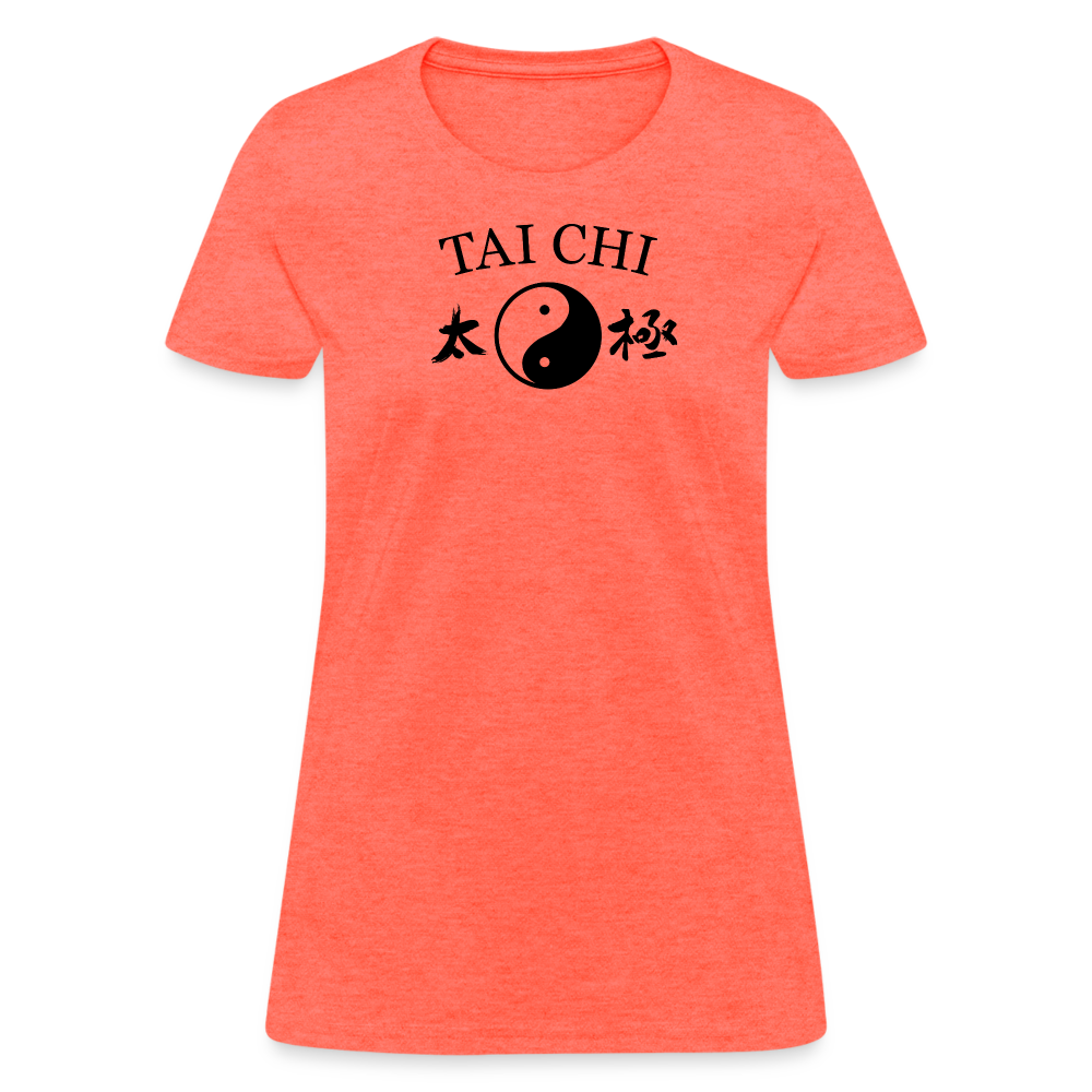 Tai Chi Yin and Yang with Kanji Women's T-Shirt - heather coral