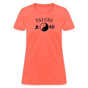 Tai Chi Yin and Yang with Kanji Women's T-Shirt - heather coral