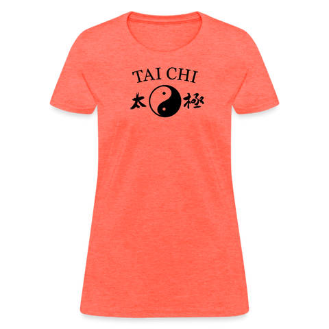 Tai Chi Yin and Yang with Kanji Women's T-Shirt - heather coral