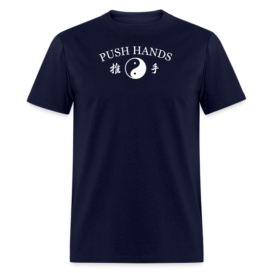 Push Hands Yin and Yang Kanji Men's T-Shirt - navy