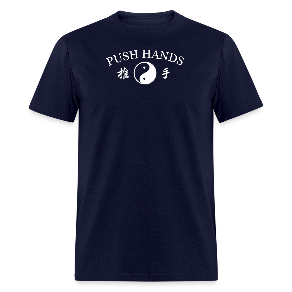 Push Hands Yin and Yang Kanji Men's T-Shirt - navy