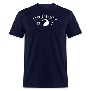 Push Hands Yin and Yang Kanji Men's T-Shirt - navy