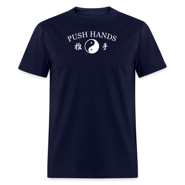 Push Hands Yin and Yang Kanji Men's T-Shirt - navy