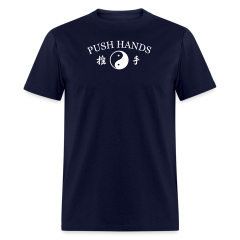 Push Hands Yin and Yang Kanji Men's T-Shirt - navy