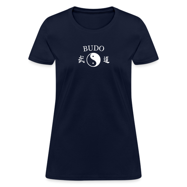 Budo Yin and Yang Kanji  Women's T-Shirt - navy