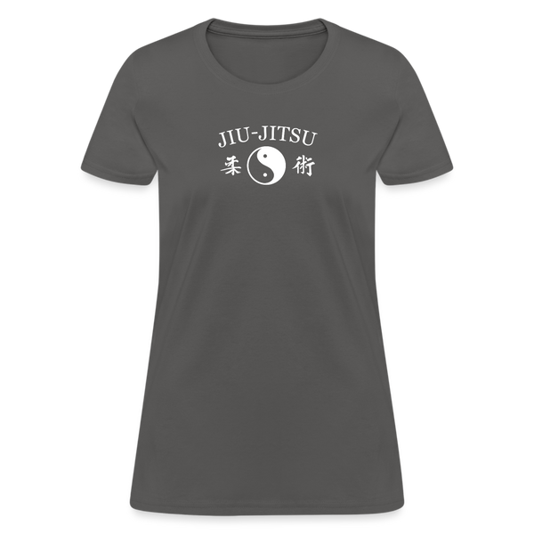 Jiu-Jitsu Yin and Yang Kanji Women's T-Shirt - charcoal