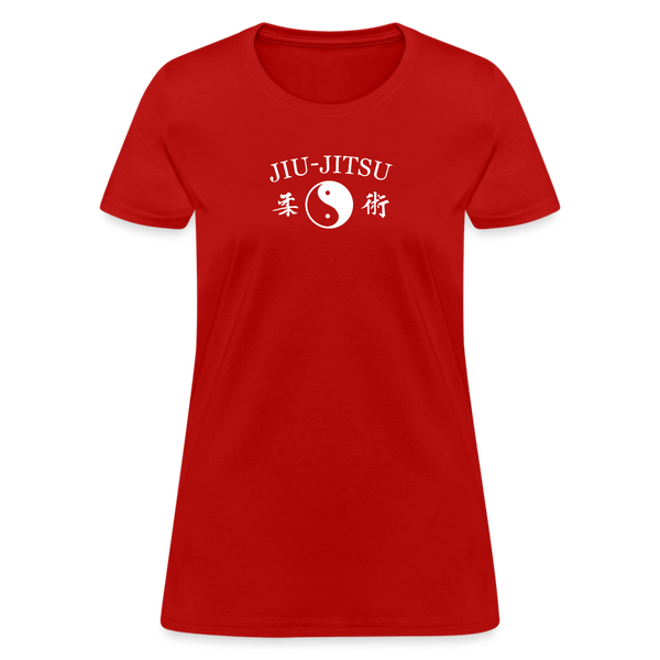 Jiu-Jitsu Yin and Yang Kanji Women's T-Shirt - red
