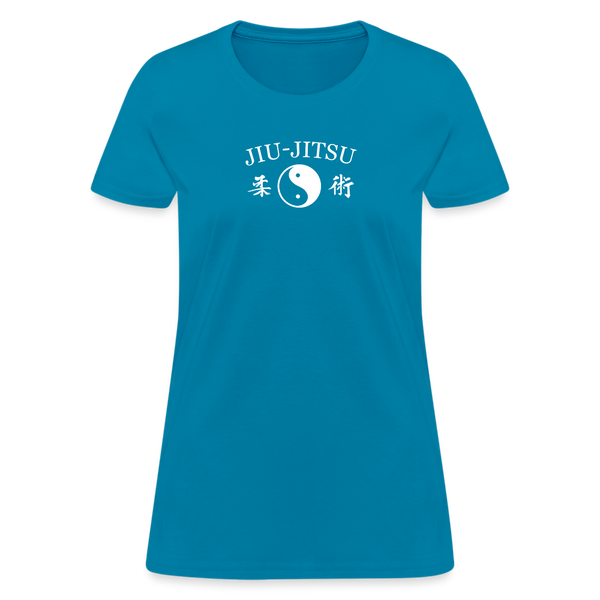 Jiu-Jitsu Yin and Yang Kanji Women's T-Shirt - turquoise