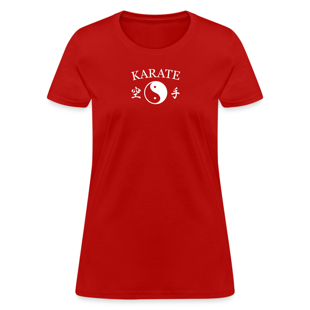 Karate Yin and Yang Kanji Women's T-Shirt - red