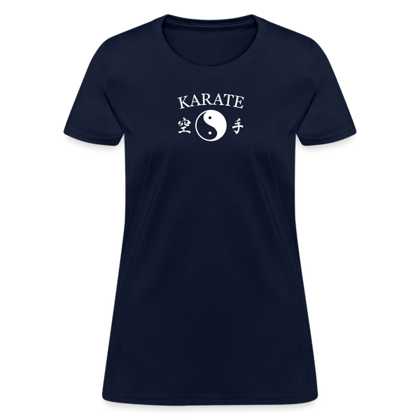 Karate Yin and Yang Kanji Women's T-Shirt - navy