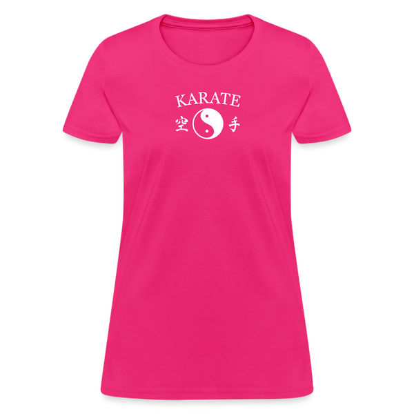 Karate Yin and Yang Kanji Women's T-Shirt - fuchsia