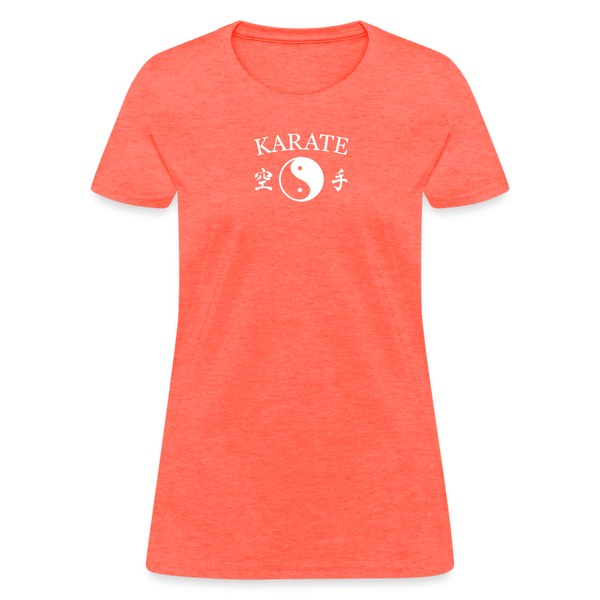 Karate Yin and Yang Kanji Women's T-Shirt - heather coral