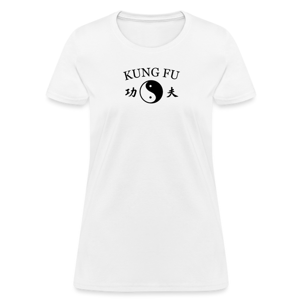 Kung Fu Yin and Yang Kanji Women's T-Shirt - white